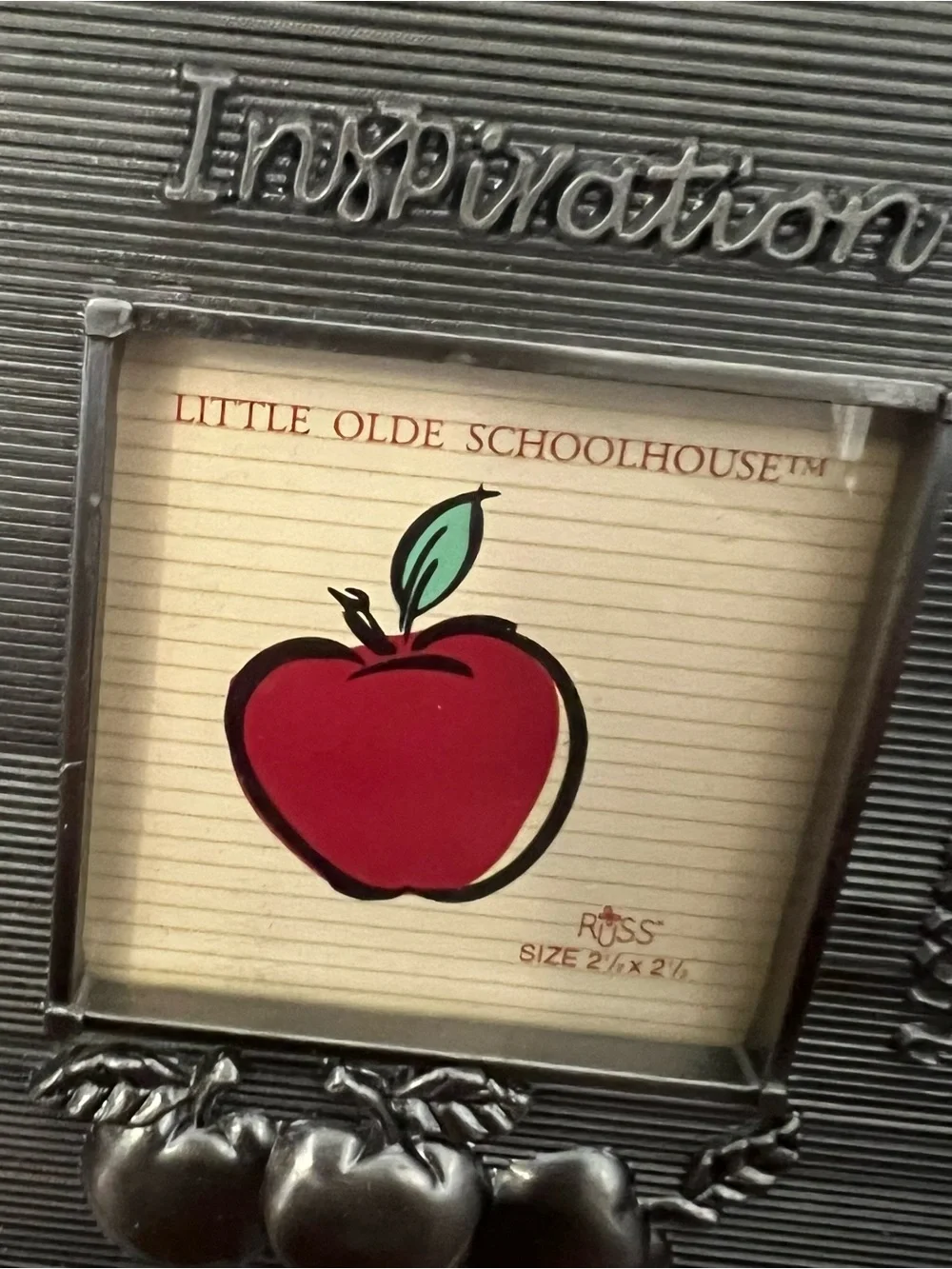 Student Teacher End of Year Silver Apple Square Photo Frame‎ Gift Like New